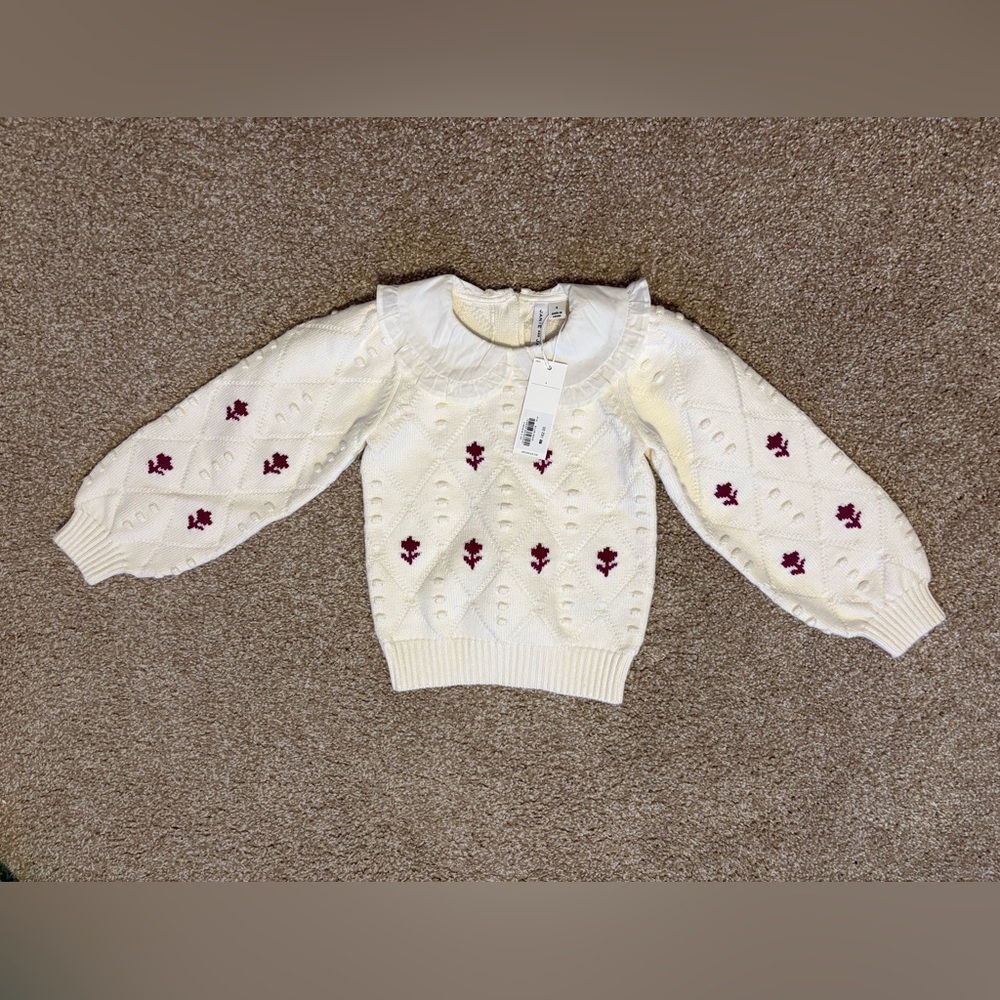 Janie and Jack Cream and Magenta Patterned Sweater
